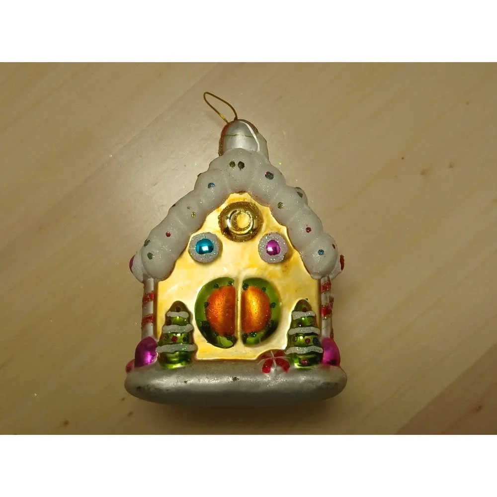 Ameri Christmas Glass Gingerbread House Christmas Ornament